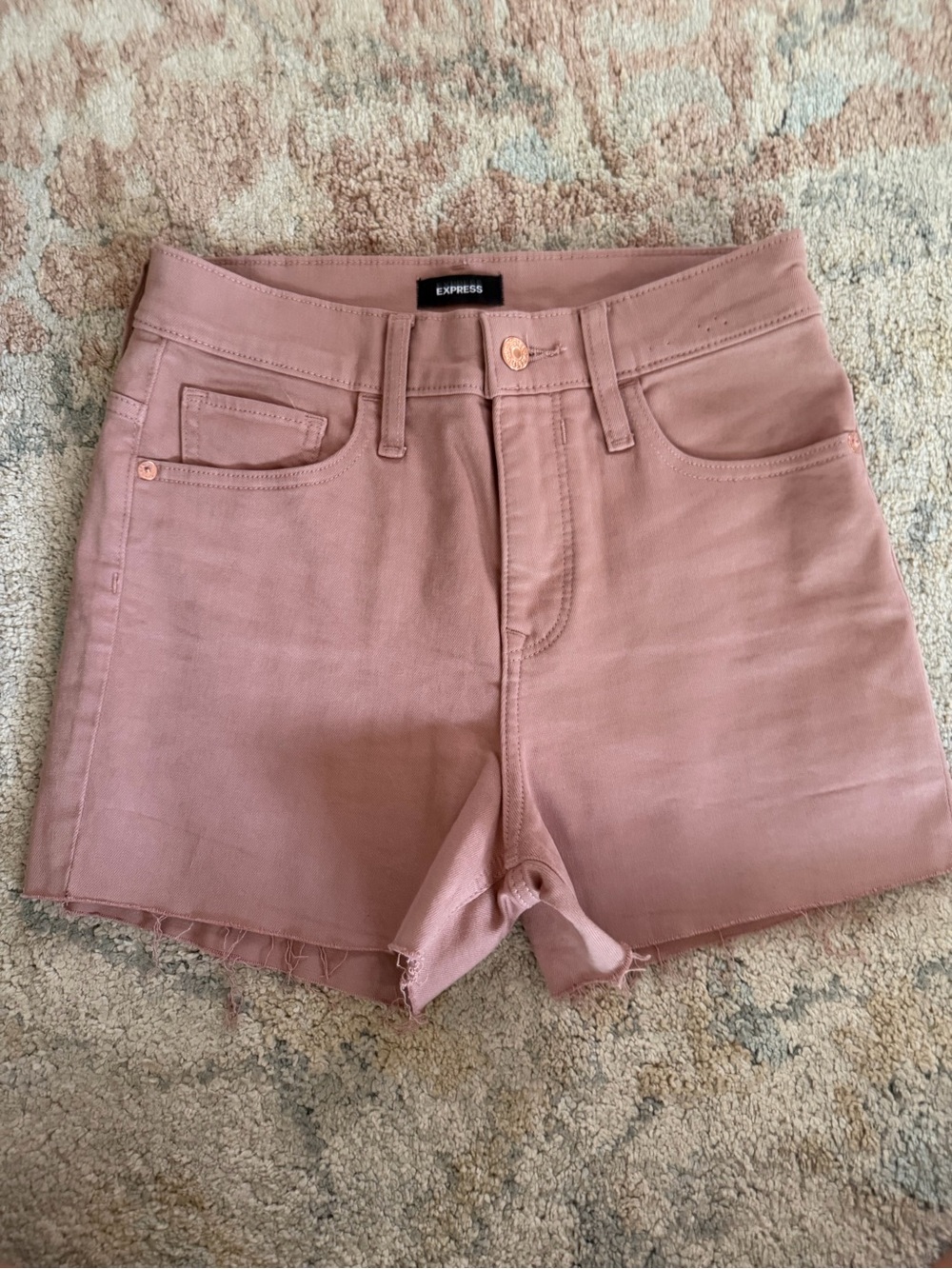 Express Rose Mauve High-Rise Denim Shorts